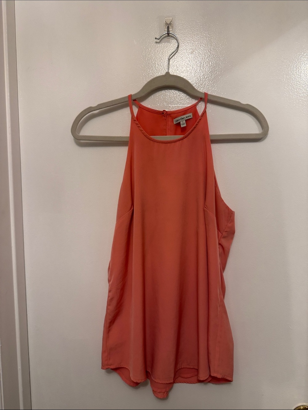 Calvin Klein Jeans Coral-Pink High Neck Tank Top